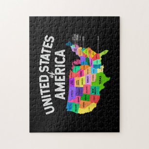 United Staaten Map T - Shirt US Reisegeschenk Puzzle