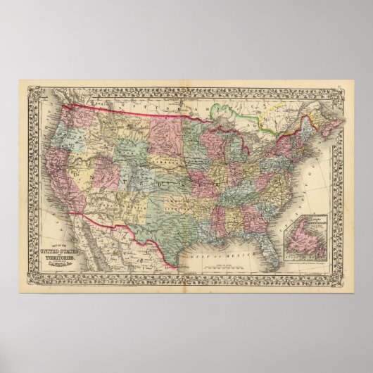 United Staaten Map von Mitchell Poster (Vorne)