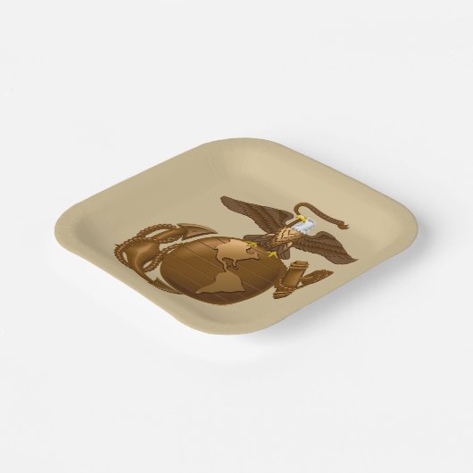 United Staaten Marines | Vollfarbige EGA - Bronze Pappteller (Gewinkelt)