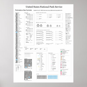 United Staaten National Park Service Map Symbole Poster