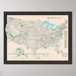 United Staaten National Parks Map (2000) Vintag US Poster