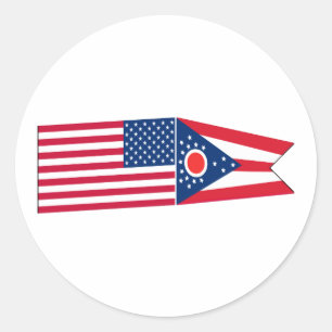 United Staaten & Ohio Flags Runder Aufkleber