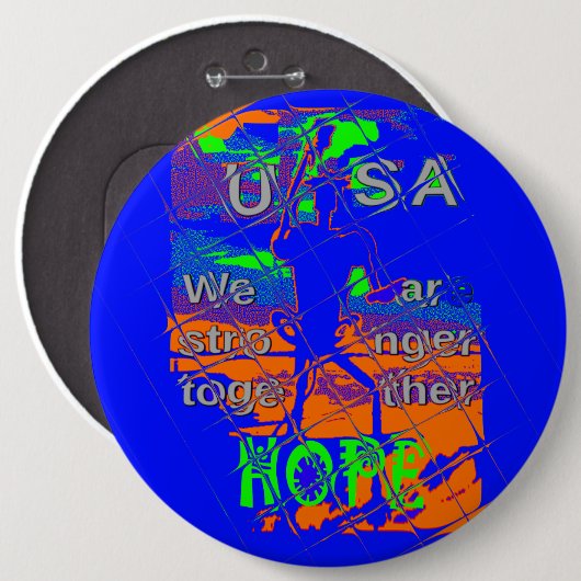 United Staaten Psychedelic Hope: Blue Unity Art Button (Vorne & Hinten)