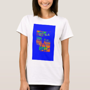 United Staaten Psychedelic Hope: Blue Unity Art T-Shirt