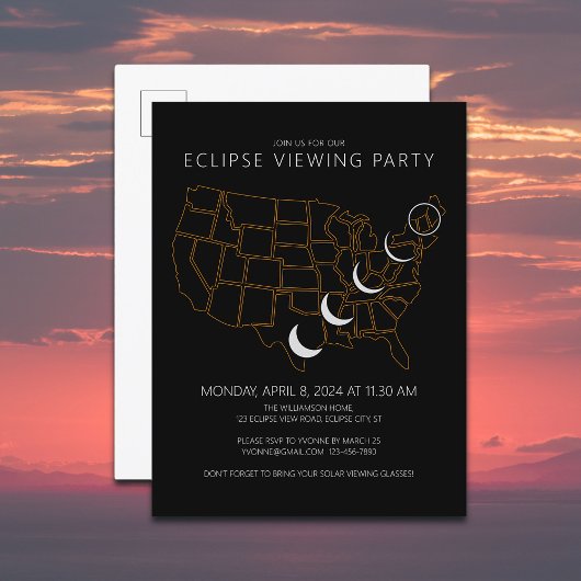 United Staaten Solar Eclipse 4.8.2024 Party anzeig Einladungspostkarte