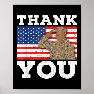 United Staaten Soldier Patriot Veteran US Flag Mem Poster