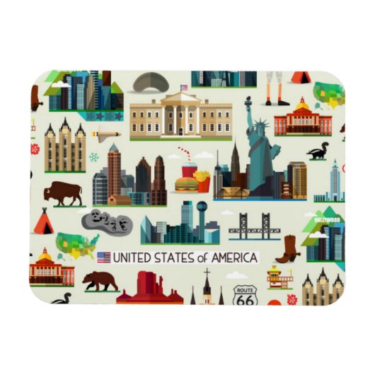 United Staaten Symbols Pattern Magnet (Horizontal)