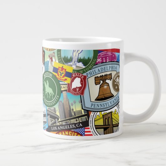 United Staaten Travel Sticker Pattern Jumbo-Tasse (Rechts)