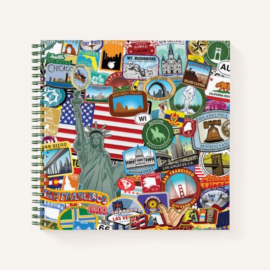 United Staaten Travel Sticker Pattern Notizblock (Vorderseite)