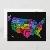 United Staaten Typografy Text Map Postkarte (Vorne/Hinten)