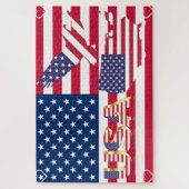 United Staaten - USA Map & Eagle Flag - Herz Puzzle (Vertikal)