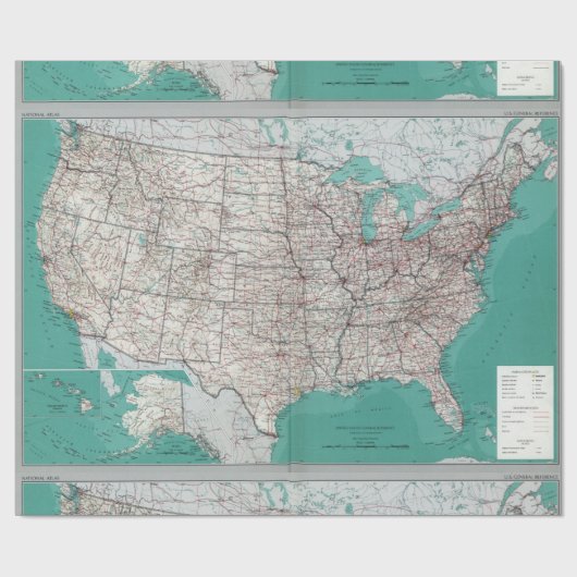 United Staaten USA Road Map Decorative Roll Geschenkpapier (Flach)