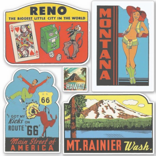 United Staaten Vintag Style Travel Stickers Aufkleber (Vorderseite)