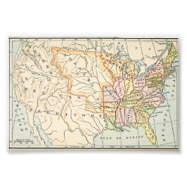 United States 1830 Historical Map Illustration Fotodruck
