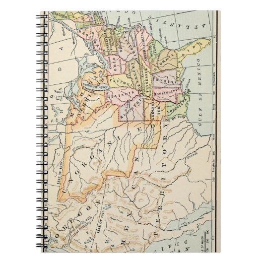 United States 1830 Historical Map Illustration Notizblock (Vorderseite)