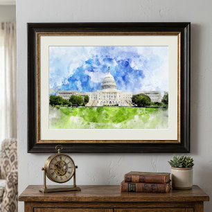 United States Capitol in Washington DC Aquarell Fotodruck