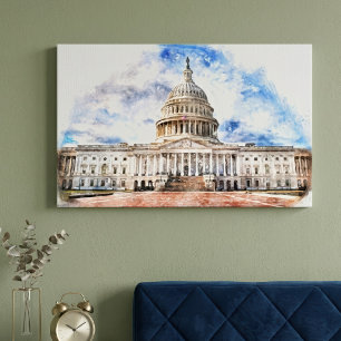 United States Capitol Pastellzeichnung Washington Leinwanddruck