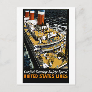 United States Lines Komfort Höflichkeit Sicherheit Postkarte