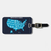 United States Map Teal Minimal Design Gepäckanhänger (Vorderseite horizontal)