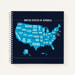 United States Map Teal Minimal Design Notizblock