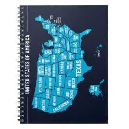 United States Map Teal Minimal Design Notizblock