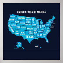 United States Map Teal Minimal Design