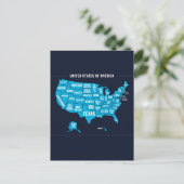 United States Map Teal Minimal Design Postkarte (Stehend Vorderseite)