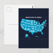 United States Map Teal Minimal Design Postkarte (Vorne/Hinten)
