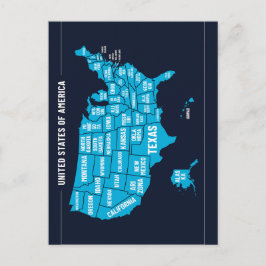 United States Map Teal Minimal Design Postkarte