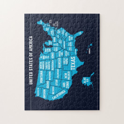 United States Map Teal Minimal Design Puzzle (Vertikal)