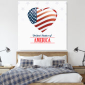 United States of America Flag Heart 11 Picture  Leinwanddruck (Insitu (Schlafzimmer))
