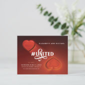 #United, Two Hearts, Save the Date Postcard Einladungspostkarte (Stehend Vorderseite)