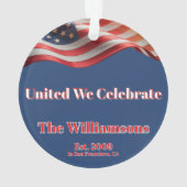 United We Celebrate • 1776–2026 Family Keepsake Ornament (Rückseite)