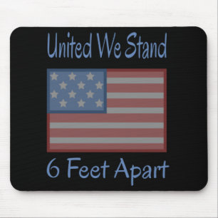 United We Stand 6 Feet Apart USA Flag Mousepad