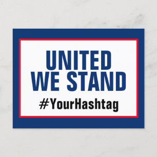 United We Stand Abstimmung Blue Hashtag Template Postkarte