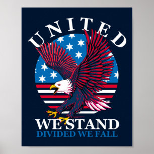 United We Stand - Adler und amerikanische Flagge Poster