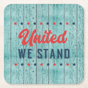 United We Stand Patriotic Rechteckiger Pappuntersetzer