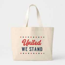 United We Stand Patriotic Word Art Jumbo Stoffbeutel