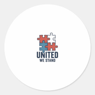United We Stand Puzzle-Teil Patriotisches-Shirt-De Runder Aufkleber