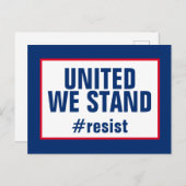 United We Stand Resist Red White Blue Postkarte (Vorne/Hinten)