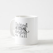United we steht hinter dem Sprichwort der Förderun Kaffeetasse (Vorderseite Links)