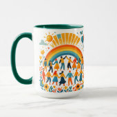 Unity and Diversity Rainbow Ceramic Mug Tasse (Links)