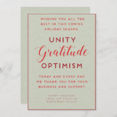 Unity, Dankbarkeit & Optimismus Business Holiday C (Vorne/Hinten)