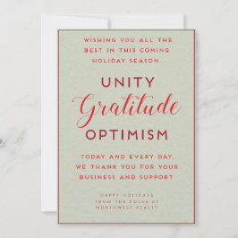 Unity, Dankbarkeit & Optimismus Business Holiday C