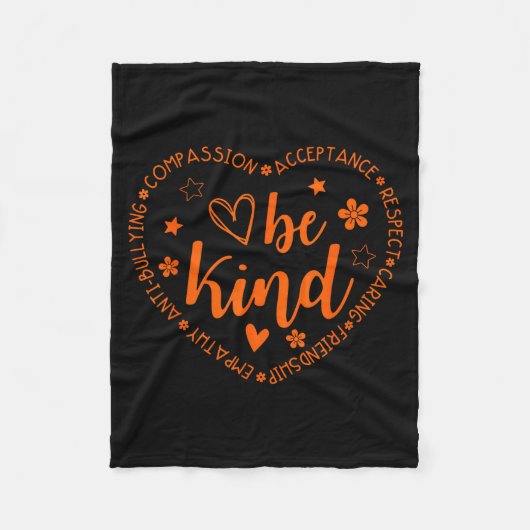 Unity Day Be Kind Kindness Orange Anti Bullying Te Fleecedecke (Vorderseite)