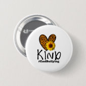 Unity Day Orange Be Kind Leopard Heart Anti Bullyi Button (Vorne & Hinten)