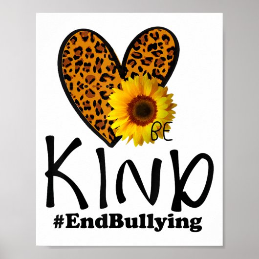 Unity Day Orange Be Kind Leopard Heart Anti Bullyi Poster (Vorne)