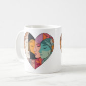 Unity Heart Diverse Faces Line Art Diversity  Kaffeetasse (Vorderseite Links)