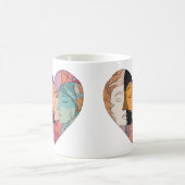 Unity Heart Diverse Faces Line Art Diversity  Kaffeetasse (Mittel)