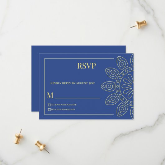 Unity in Bloom Blue Response Card Save The Date (Vorderseite/Rückseite Beispiel)